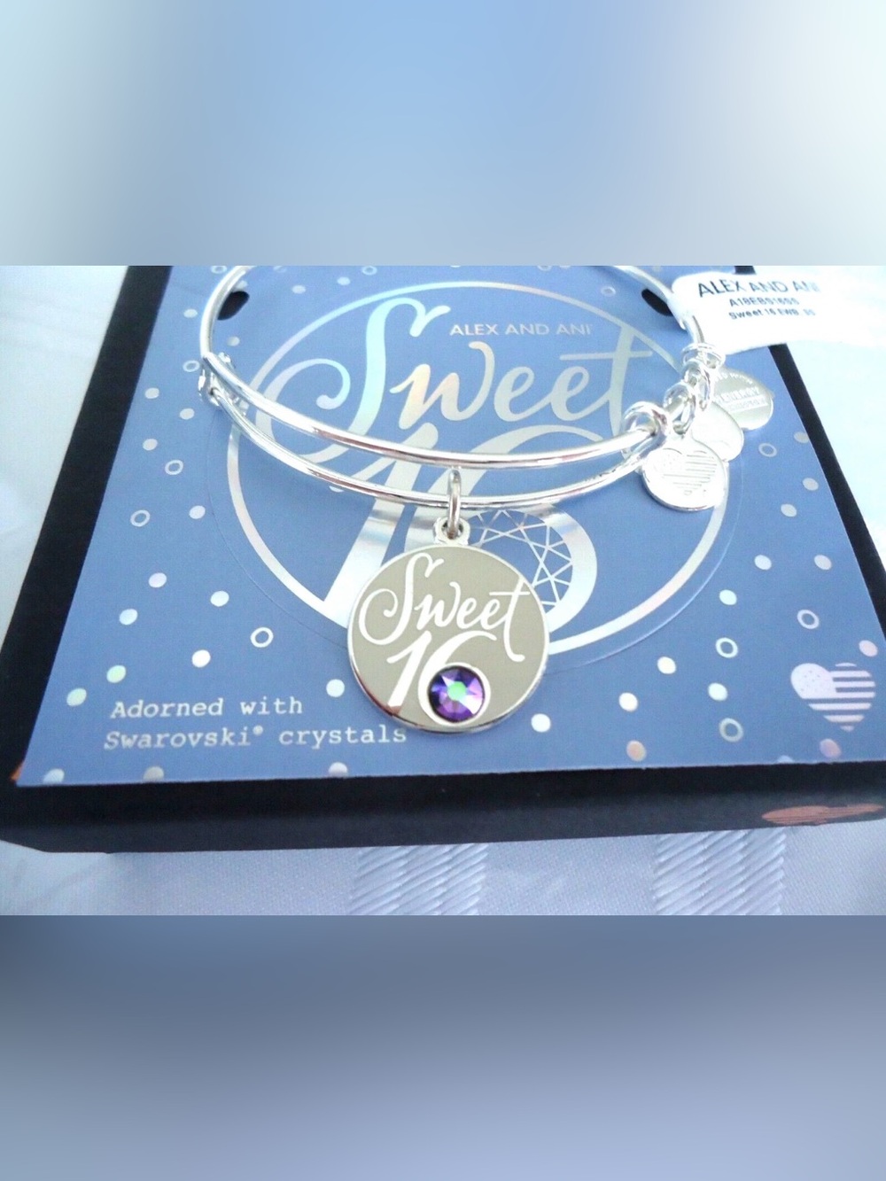 Alex and Ani "Sweet 16" Swarovski Crystal Charm Bangle new in box and tag.